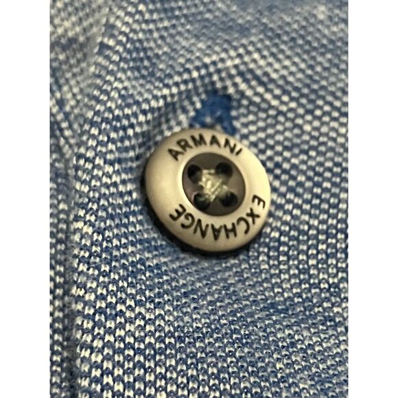 Armani Exchange Men’s Polo Shirt Blue Contrast Trim Logo Size M - Picture 10 of 11